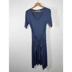 Athleta In A Twist Dress Small S Navy Midi Knot Front Soft Stretch